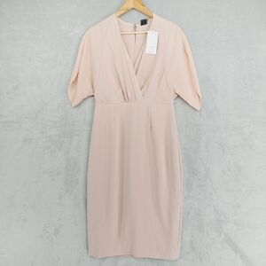 New Yoox Blush Short Sleeve Wrap Bodycon Dress P5468